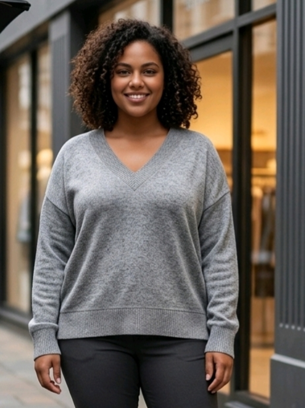 Buffalo David Bitton Super Soft Cozy V-Neck Long Sleeve Blouse 2XL Grey EUC